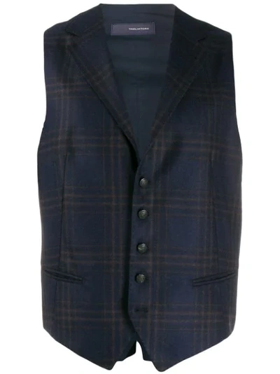 Shop Tagliatore Checked Waistcoat - Blue