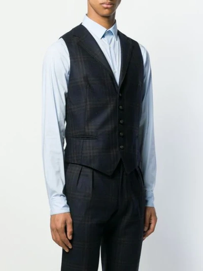 Shop Tagliatore Checked Waistcoat - Blue