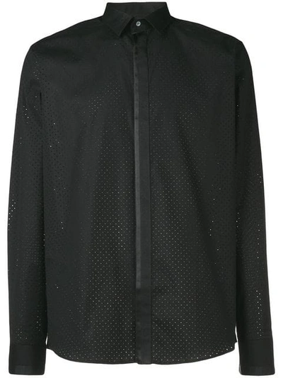 Shop Les Hommes Perforated Shirt In Black