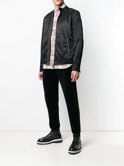 Shop Diesel Zipped Biker Jacket In Black