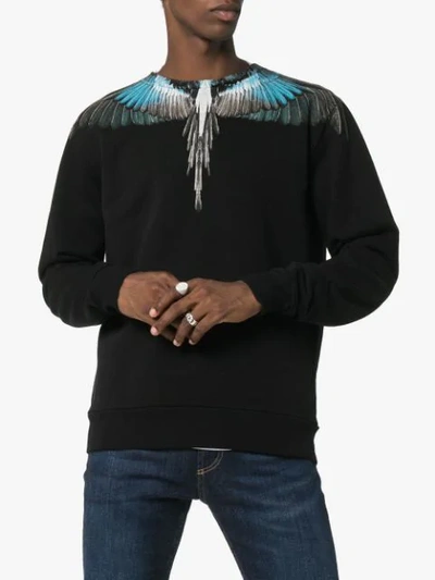 Shop Marcelo Burlon County Of Milan Wings Print Sweatshirt In Black