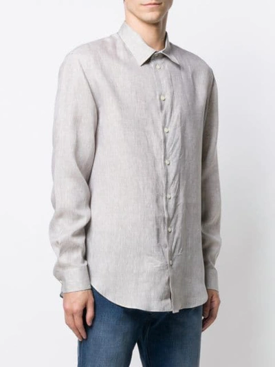 Shop Emporio Armani Classic Button Up Shirt In Neutrals