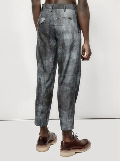 Shop Aganovich Faded Print Cropped Trousers In Grey