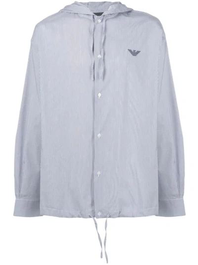 Shop Emporio Armani Hooded Shirt In Blue