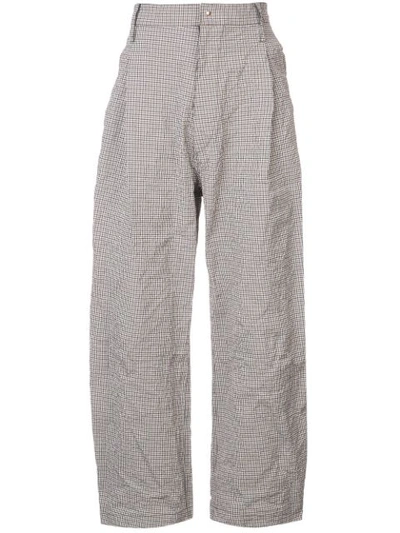 Shop Sankuanz Belted Checked Trousers In White