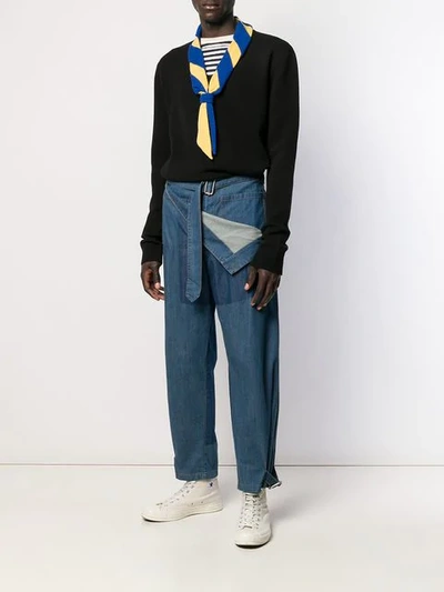 Shop Jw Anderson Belted Denim Trousers In Blue