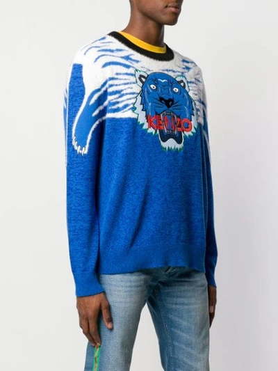 Shop Kenzo Crew-neck Tiger Jumper In 74 Blu