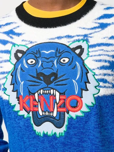 Shop Kenzo Crew-neck Tiger Jumper In 74 Blu