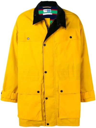 Shop Kenzo Logo Patch Parka In Yellow