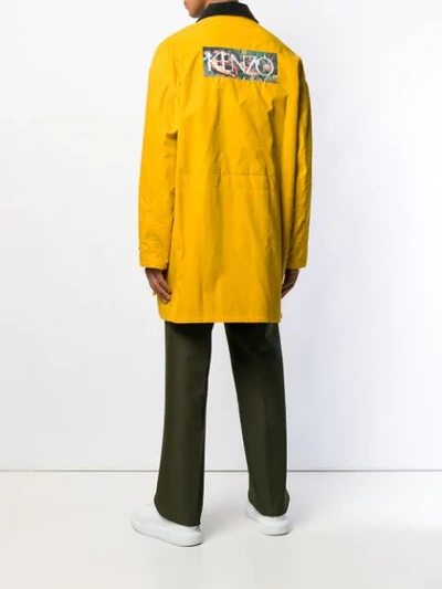 Shop Kenzo Logo Patch Parka In Yellow