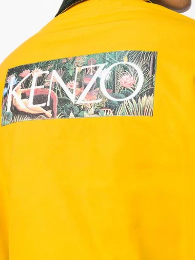 Shop Kenzo Logo Patch Parka In Yellow