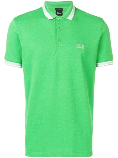 Shop Hugo Boss Embroidered Logo Polo Shirt In Green