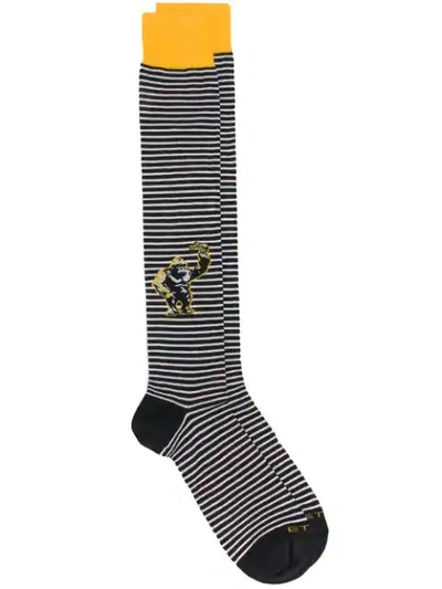 Shop Etro Striped Socks - Black