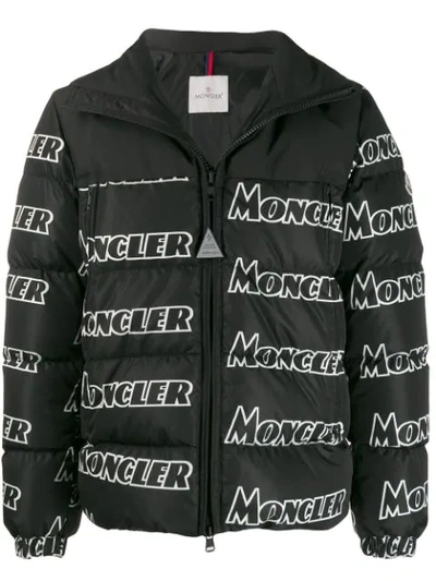 MONCLER LOGO PRINT PADDED JACKET - 黑色