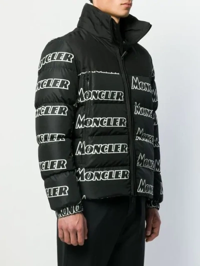 MONCLER LOGO PRINT PADDED JACKET - 黑色