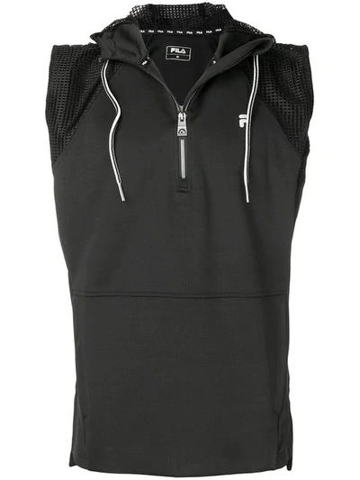 Shop Fila Hooded Vest In Black