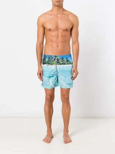 Shop Mc2 Saint Barth Beach Print Swim Shorts - Blue