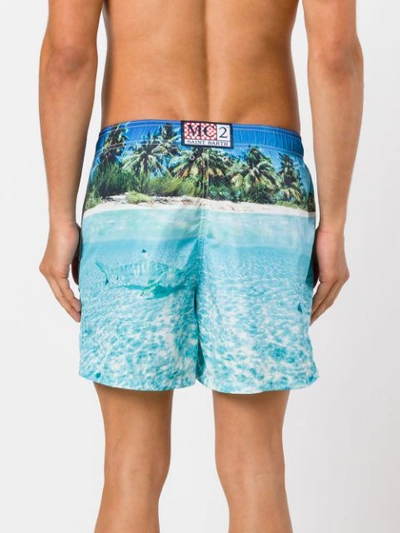 Shop Mc2 Saint Barth Beach Print Swim Shorts - Blue