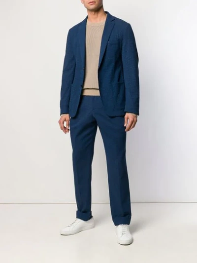 Shop Officine Generale Drew Micro Check Trousers In Blue