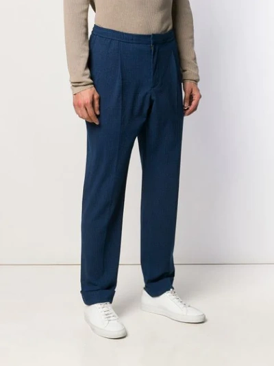 Shop Officine Generale Drew Micro Check Trousers In Blue