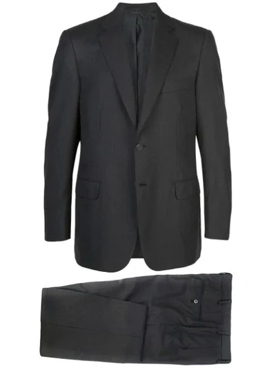 Shop Brioni Pinstriped Wool Suit In Charcoal Pinstripe