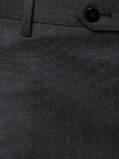 Shop Brioni Pinstriped Wool Suit In Charcoal Pinstripe