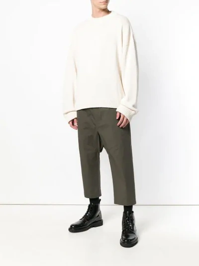 Shop Rick Owens Drawstring Cropped Trousers - Grey