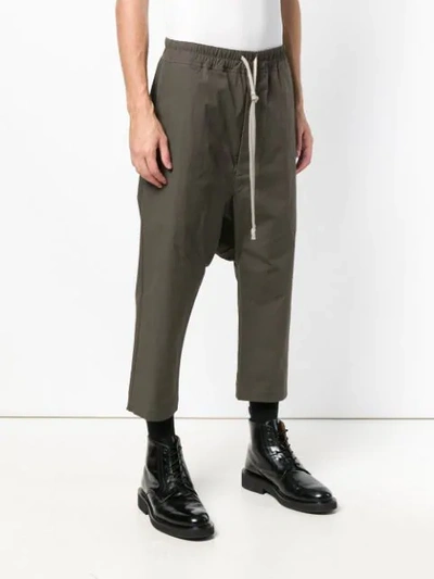 Shop Rick Owens Drawstring Cropped Trousers - Grey