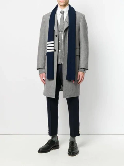 Shop Thom Browne Melton Wool Wide Lapel Chesterfield Overcoat In Grey