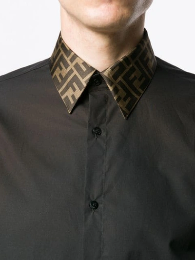 Shop Fendi Ff Logo Collar Shirt - Black