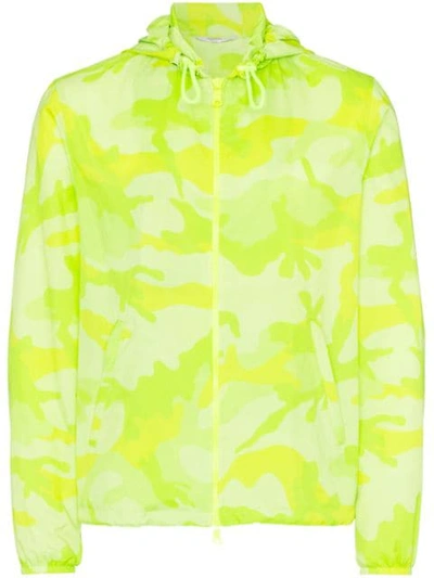 Shop Valentino Camouflage Windbreaker Jacket In Yellow