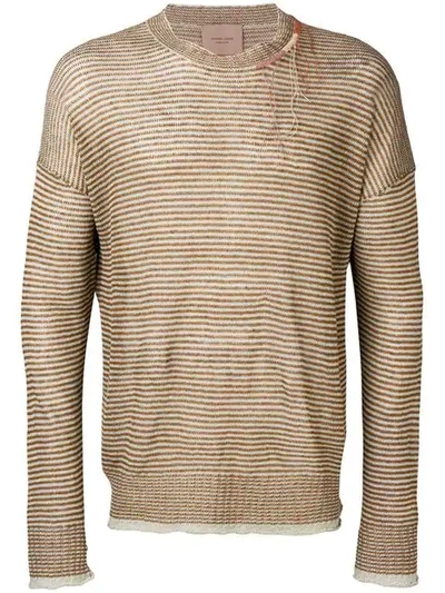 Shop Federico Curradi Striped Knit Sweater In Brown