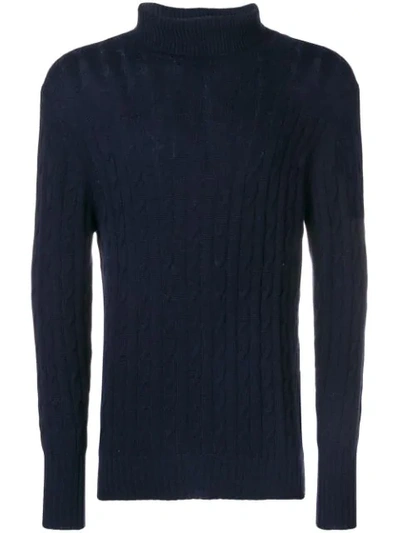 Shop N•peal Cable Roll Neck Jumper In Blue