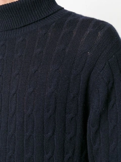 Shop N•peal Cable Roll Neck Jumper In Blue