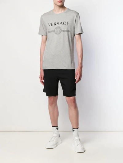 Shop Versace Logo Print T-shirt In Grey