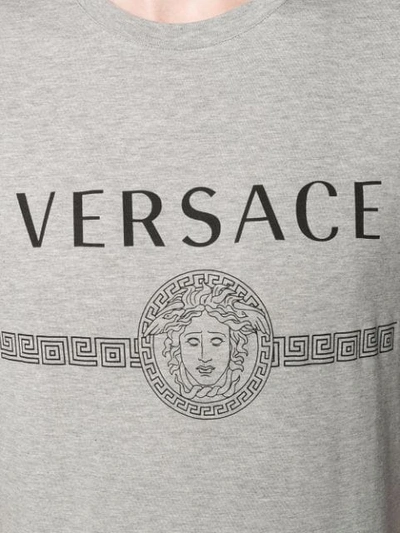 Shop Versace Logo Print T-shirt In Grey