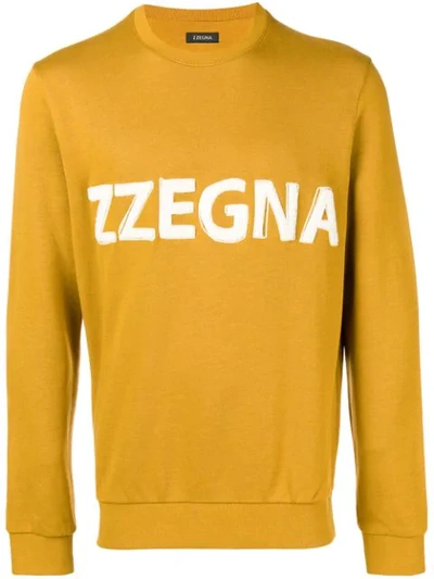 Shop Z Zegna Logo Embellished Sweatshirt - Yellow