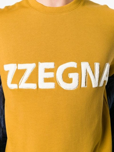 Shop Z Zegna Logo Embellished Sweatshirt - Yellow