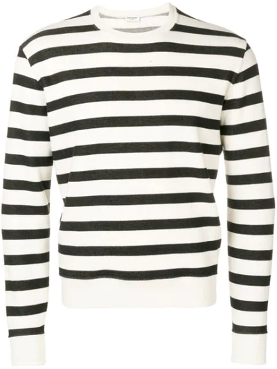 Shop Saint Laurent Striped Sweatshirt In Neutrals