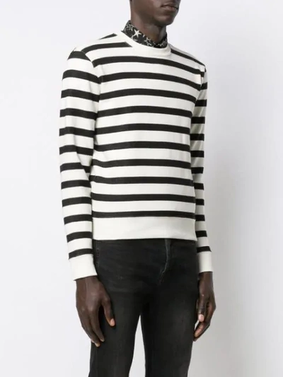 Shop Saint Laurent Striped Sweatshirt In Neutrals