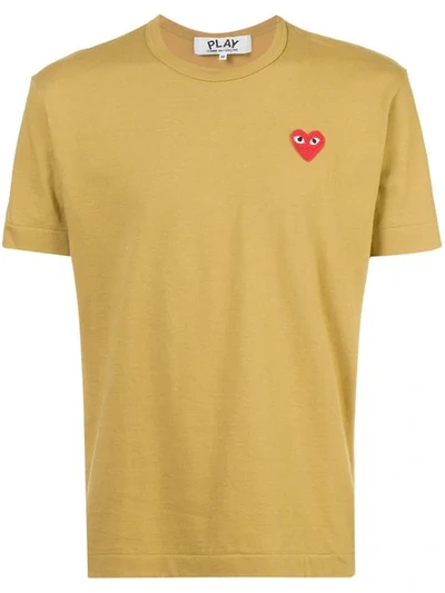 Comme Des Garçons Play Heart Application T-shirt In Yellow