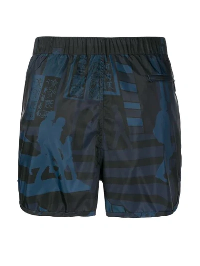 Shop Valentino Japan Print Swim Shorts - Blue