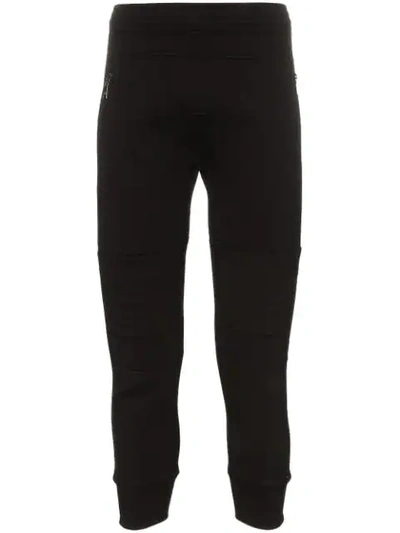 Shop Neil Barrett Biker Detail Ribbed Knee Sweatpants In Black