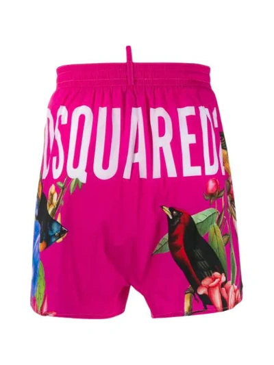 Shop Dsquared2 Logo Print Swim Briefs In Pink