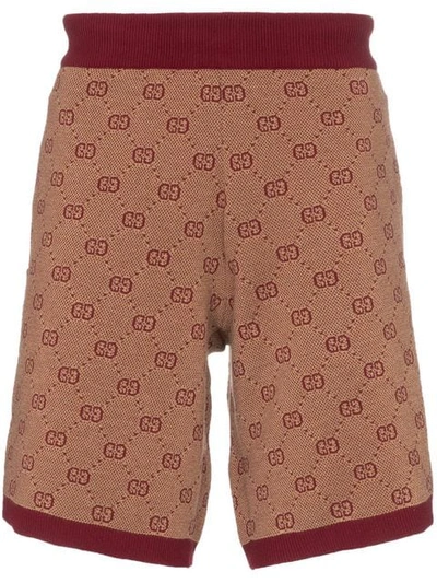 Shop Gucci Gg Supreme Print Track Shorts In Red