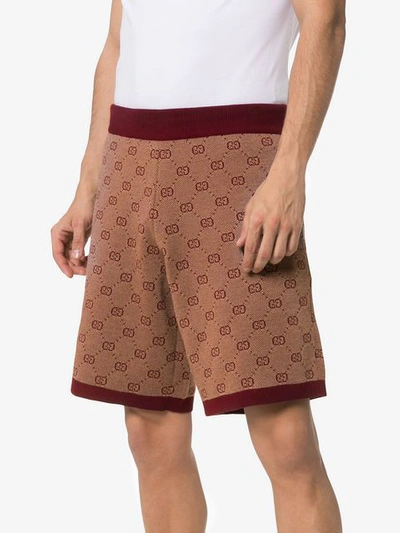 Shop Gucci Gg Supreme Print Track Shorts In Red
