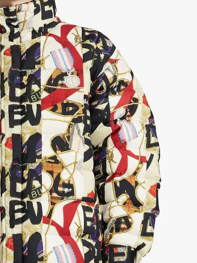 Shop Burberry Graffiti Print Puffer Jacket In Multicolour