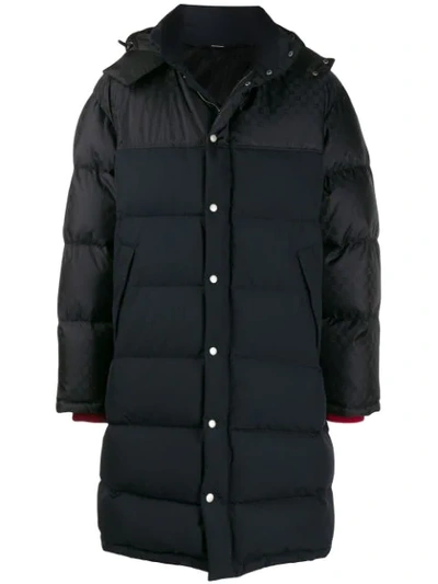 Shop Gucci Gg Feather Down Hooded Coat In Black