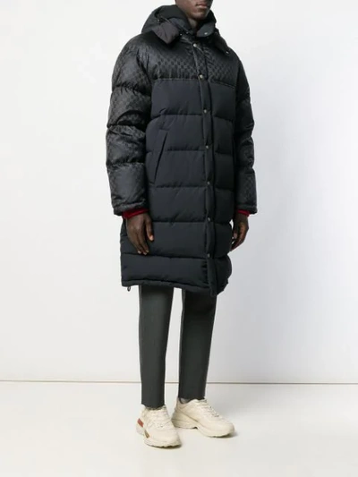 GUCCI GG FEATHER DOWN HOODED COAT - 黑色