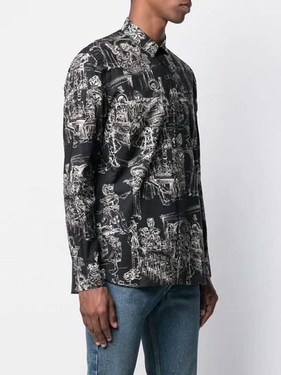 Shop Saint Laurent Mexican Party-print Shirt In Black